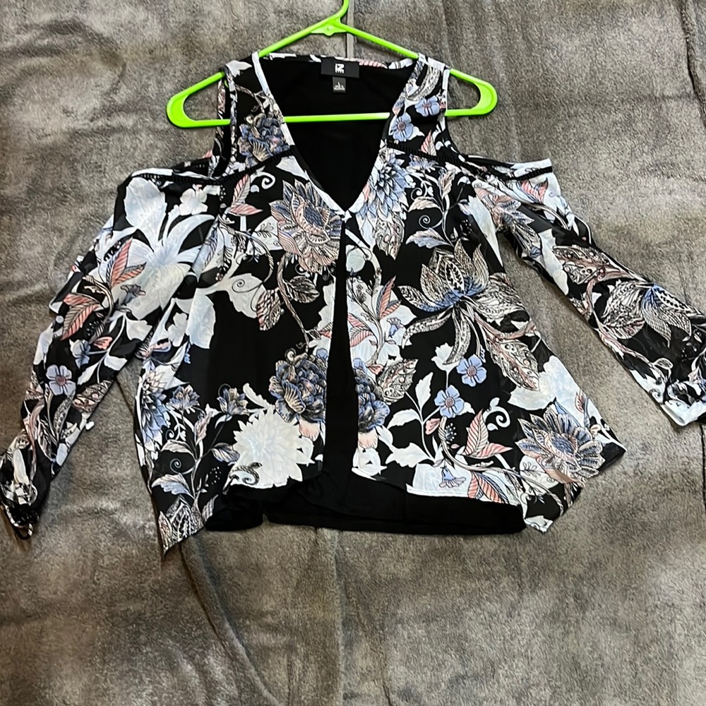 Long sleeve off the shoulder blouse with sheer design